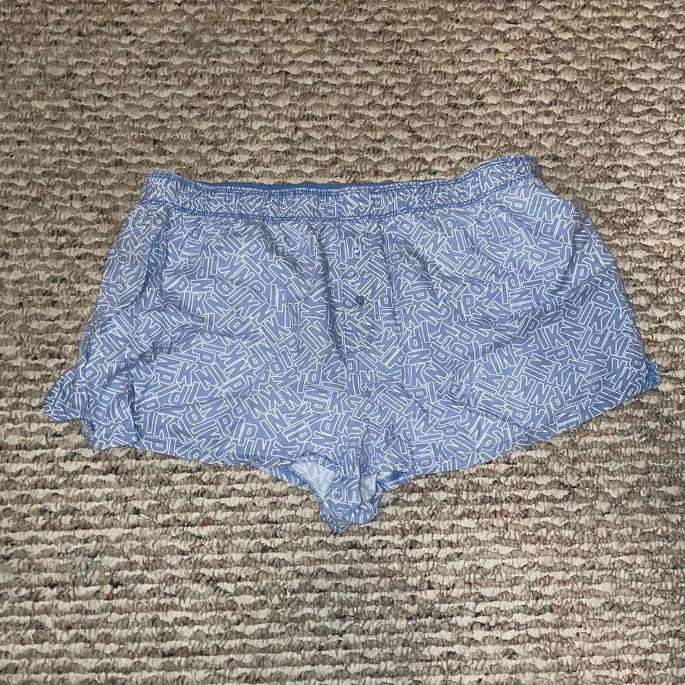 VS PINK Logo Boxer Pajama Shorts XL Blue Sleep Lounge